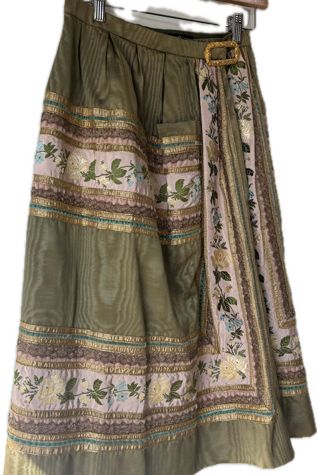 Vintage Franco Bertoli Green Grosgrain Ribbon Skirt Selected by The Curatorial Dept.
