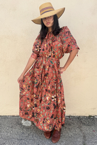 Ulla Johnson Brown Printed Short Sleeve Dress Selected by The Curatorial Dept.