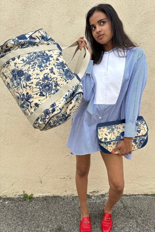 Vintage Gucci Blue Floral Weekender Bag Selected by The Curatorial Dept.