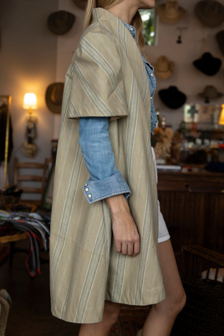 Женская куртка Lauren Owen of Texas The Artisan French Ticking Stripe Duster, цвет: Зелёный — фото 2