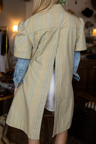 Женская куртка Lauren Owen of Texas The Artisan French Ticking Stripe Duster, цвет: Зелёный — фото 3