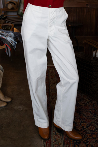 The 1970s High-Rise White Cotton Sailor Pants by Lauren Owen of Texas