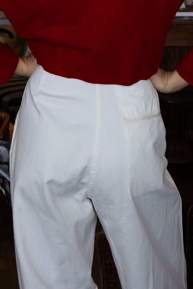 The 1970s High-Rise White Cotton Sailor Pants by Lauren Owen of Texas #1
