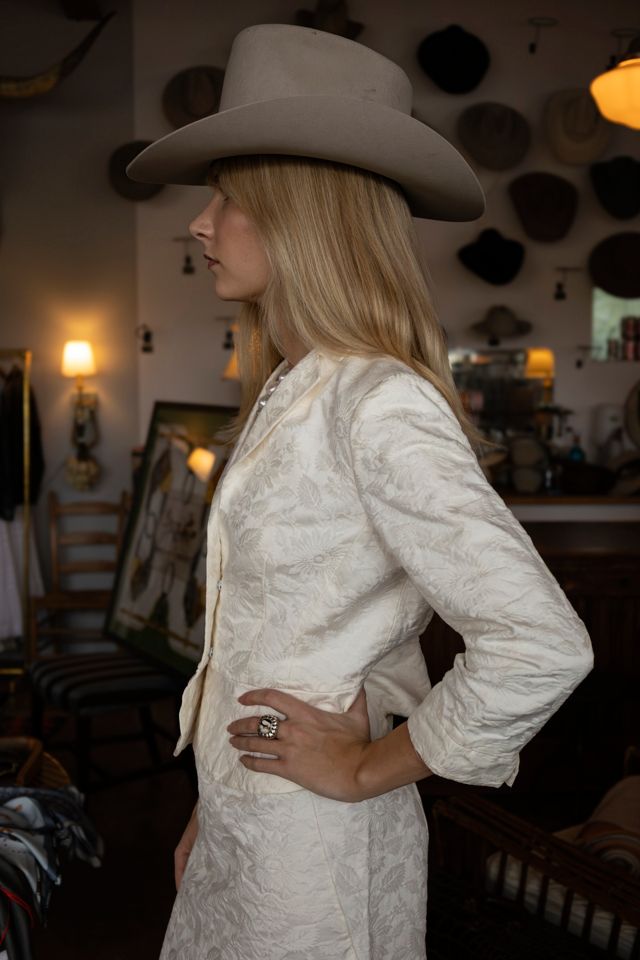 The 1990s Alberta Ferretti Ivory Floral Jacquard Jacket by Lauren Owen of Texas #1