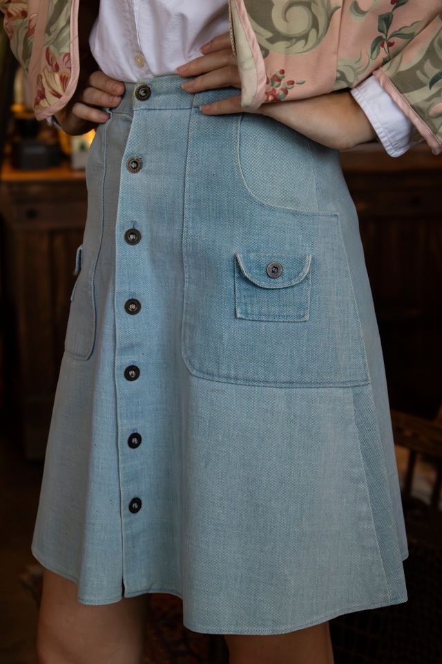 The 1970s  Light Blue Denim Midi Skirt by Lauren Owen of Texas #3
