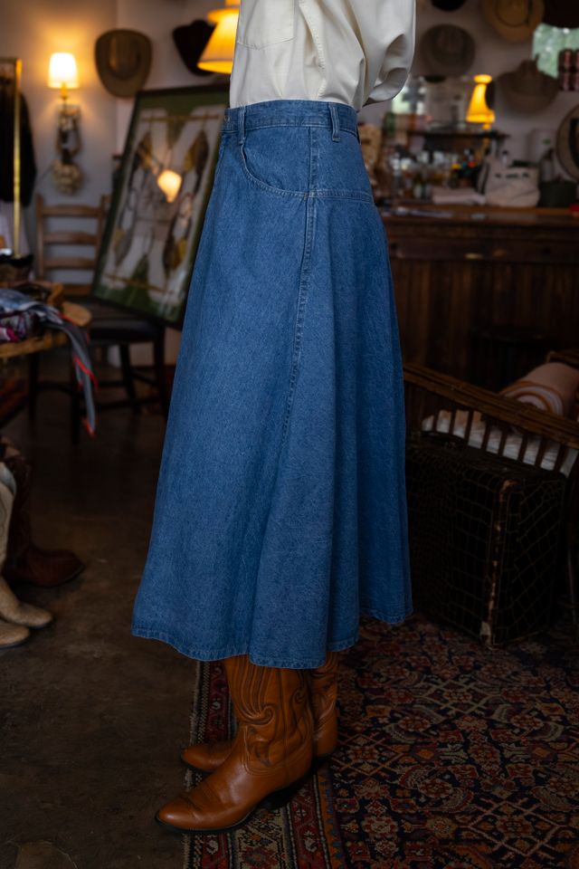 The 1990s Cascade Blues Denim Midi Skirt by Lauren Owen of Texas #1