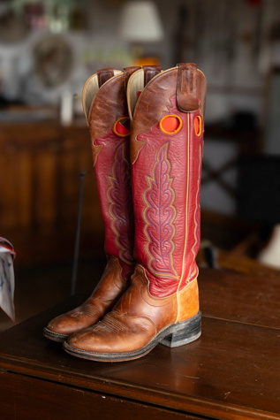 The 1980s Olathe Tall Red Buckaroo Cowboy Boots by Lauren Owen of Texas