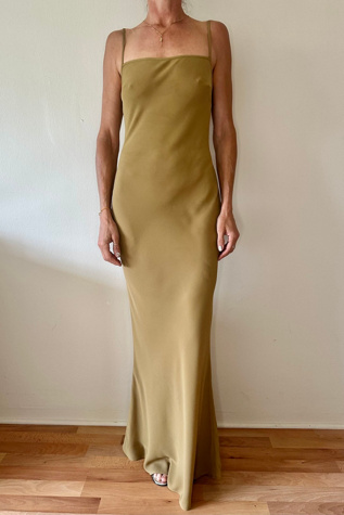 Sexy Green Tone Bias Slip Gown Selected by Picky Jane