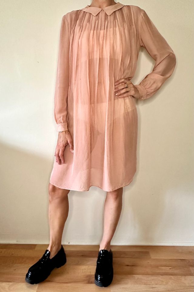 100% Sheer Blush Silk Peter Pan Dress Selected by Picky Jane #1