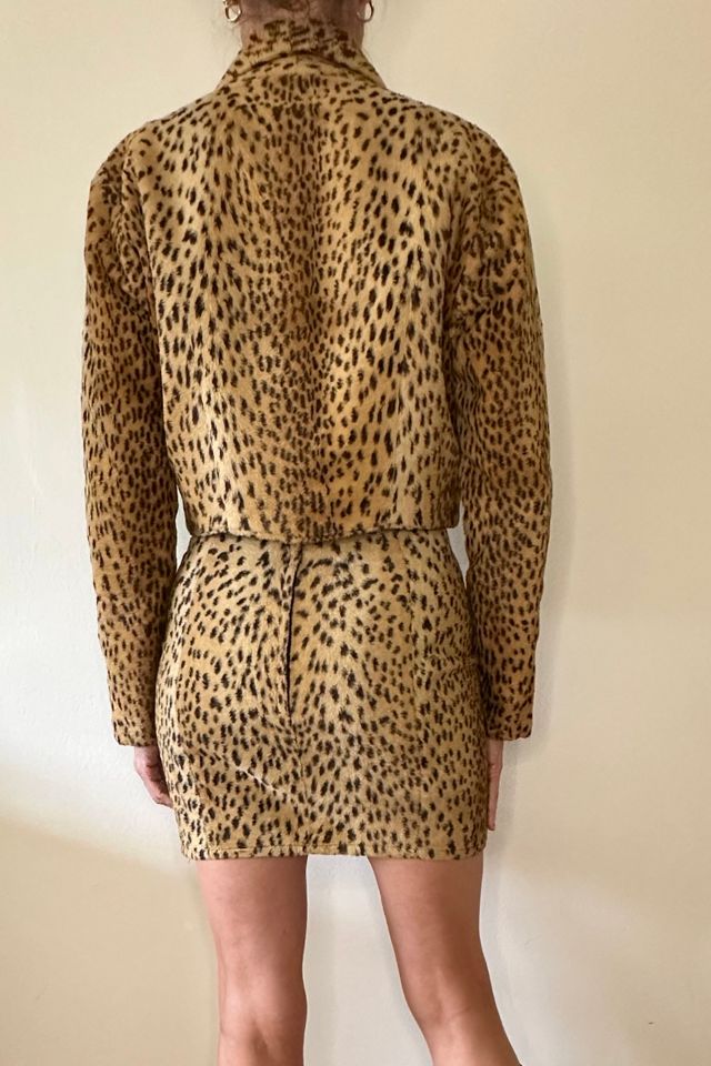 Vintage Animal Cheetah Faux Fur Skirt Jacket Set Selected by Picky Jane #2