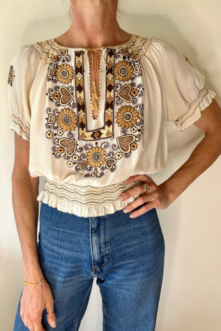 Collector's World's Rarest Folk Embroidered Silk Blouse Selected by Picky Jane