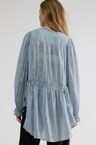 Женский топ FP One Suri Cotton Button Down Tunic, цвет: Небесно-голубой — фото 7