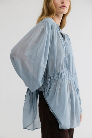 Женский топ FP One Suri Cotton Button Down Tunic, цвет: Небесно-голубой — фото 8