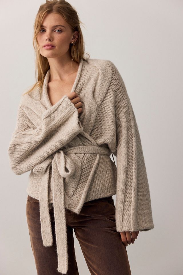 Enlaced Cable Knit Wrap Cardi #1