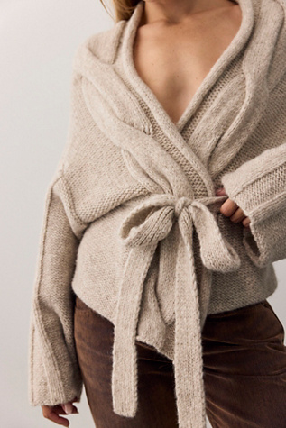 Enlaced Cable Knit Wrap Cardi