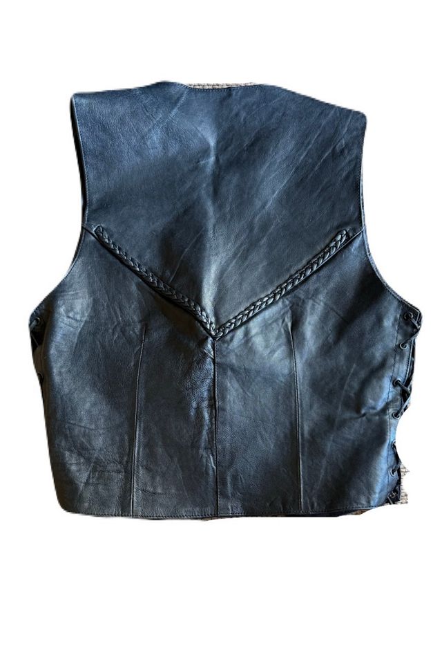 Black Leather Moto Vest Selected by Wax Plant #1