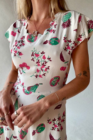 1950's Fruit Print Dress Selected by Wax Plant