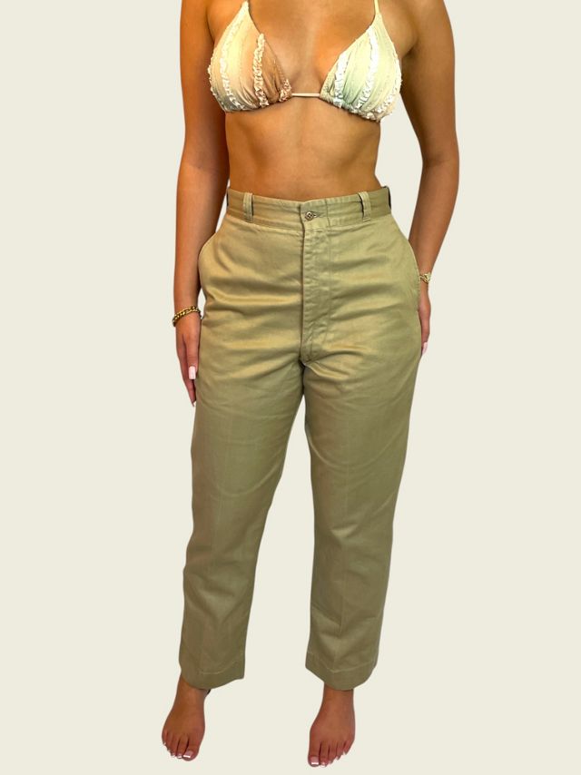 Vintage 1960's High Waisted Khakis Selected By Ankh By Racquel #1