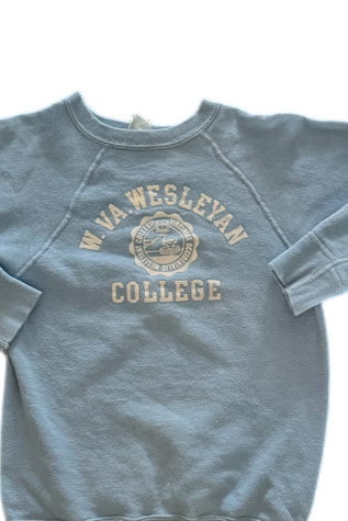 1960's W. VA. Wesleyan College Petite Sweatshirt Selected By Villains Vintage