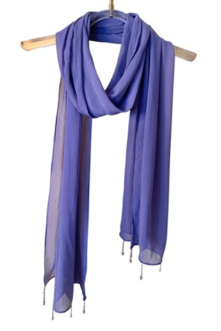 Vintage Purple Long Sheer Scarf With Beading Selected By Ankh By Racquel