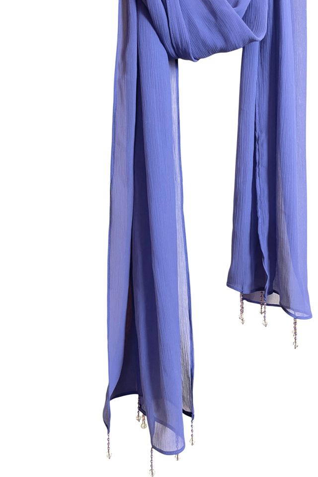 Vintage Purple Long Sheer Scarf With Beading Selected By Ankh By Racquel #1