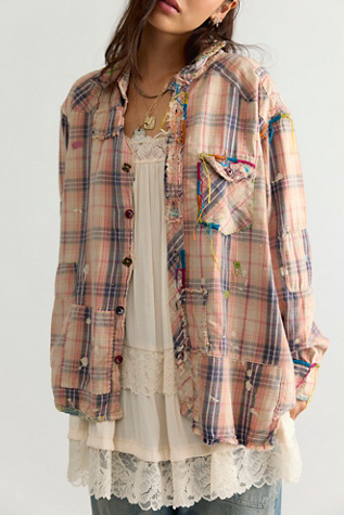 Женская рубашка Magnolia Pearl Kelly Western Button Down Shirt, цвет: Синий комбинированный — фото 4