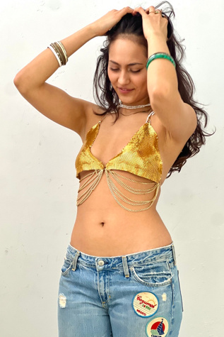 Vintage Golden Mesh Top Selected by Anna Corinna