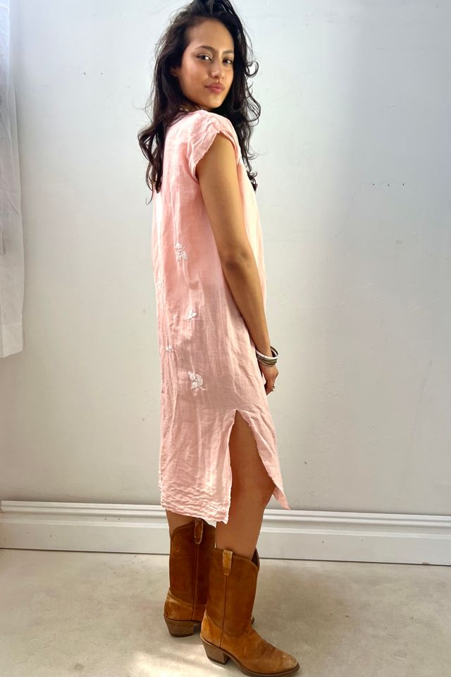 Anna Corinna Reworked Vintage Hand Embroidered Blush Smock Dress #1
