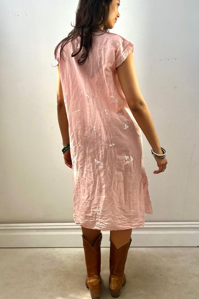 Anna Corinna Reworked Vintage Hand Embroidered Blush Smock Dress #2