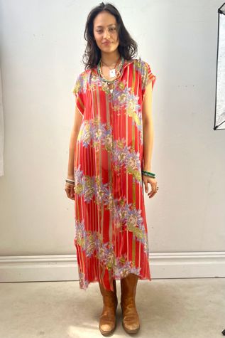 Anna Corinna Reworked Vintage Sheer Flowers Smock Dress