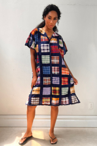 Anna Corinna Reworked Vintage Patchwork Plaids Smock Dress