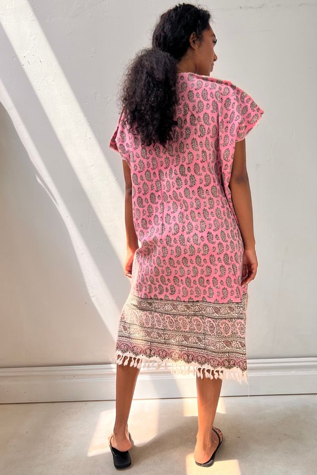 Anna Corinna Reworked Vintage Block Print Fringe Smock Dress #2