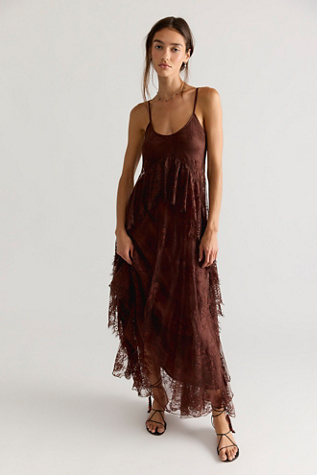 Женское платье Nigel Preston Floating Angels Lace Maxi, цвет: Тёмно-коричневый