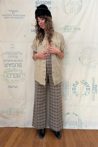 GOOD DAYS 1960s Distressed Khaki Buttondown