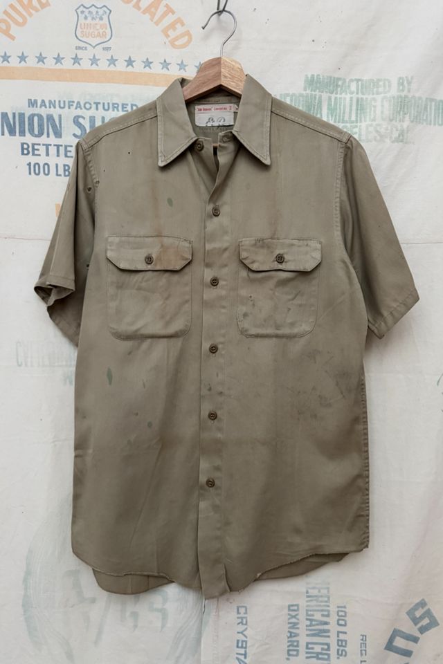 GOOD DAYS 1960s Distressed Khaki Buttondown #1