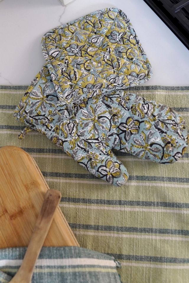 Supra Endura Hand Block Printed Ovenmitt And Pot Holder Set #3