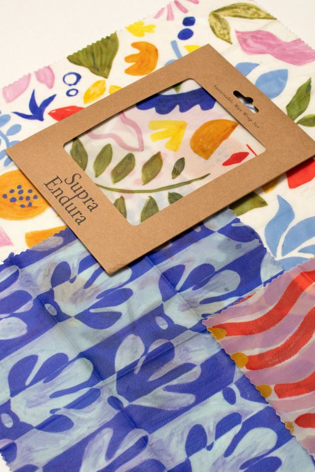 Supra Endura Poppy Garden Print Beeswax Wrap 3 Pack #1