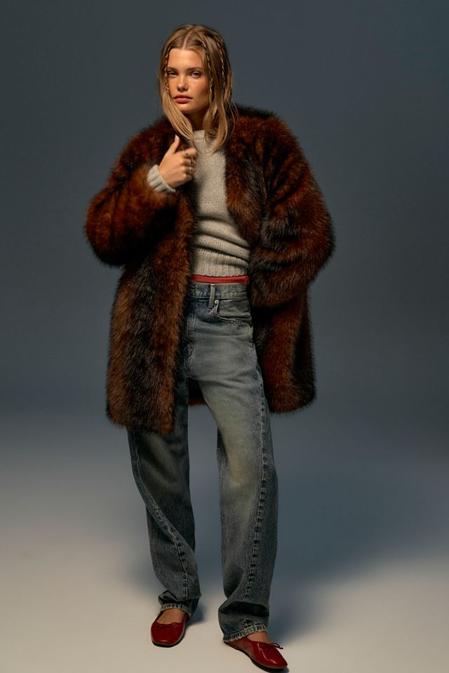Byron Mid-Length Faux Fur Coat #4