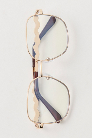 Женские солнцезащитные очки Free People Slow Hours Bluelight Glasses, цвет: Золотой / Прозрачный — фото 2
