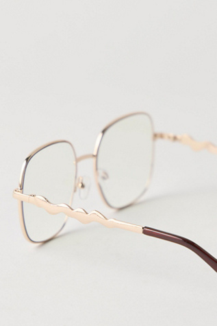 Женские солнцезащитные очки Free People Slow Hours Bluelight Glasses, цвет: Золотой / Прозрачный — фото 4