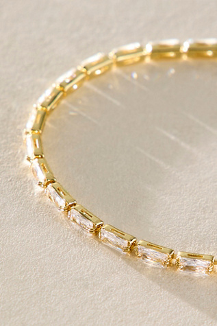 Женский браслет Free People Fallon Gold Plated Tennis, цвет: Прозрачный — фото 2