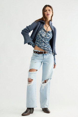 Женский топ We The Free Floral Haze Henley, цвет: Синий комбинированный — фото 4