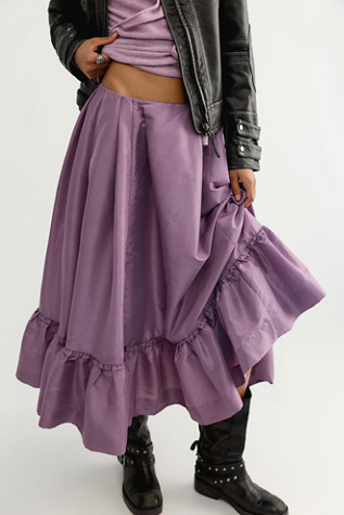 Vernier Taffeta Midi Skirt