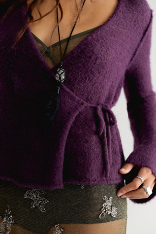 Женский свитер Free People Snowfall Wrap, цвет: Шоколадный сливовый комбинированный — фото 4