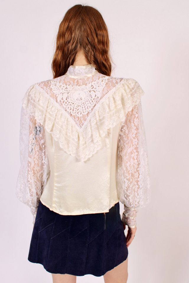 Stunning Vintage Gunne Sax Victorian Lace And Satin Blouse Selected By Wolf And Moon Vintage #3