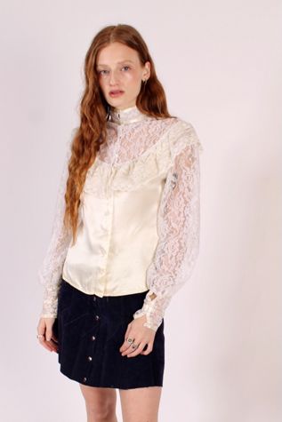 Stunning Vintage Gunne Sax Victorian Lace And Satin Blouse Selected By Wolf And Moon Vintage