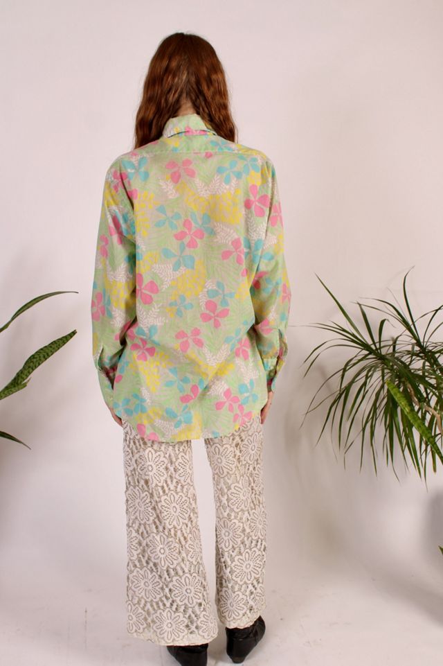 1970's Dino Ponti Floral Button Front Blouse Selected By Wolf And Moon Vintage #2