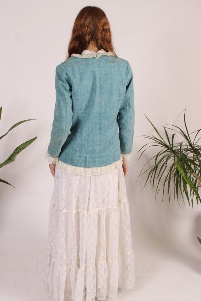 Vintage John California Boho Denim Blazer With Lace Trim Selected By Wolf And Moon Vintage #3