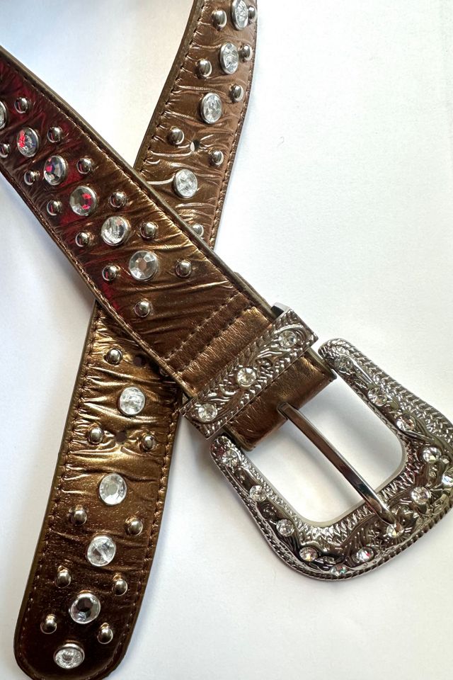 Vintage 1980s Deadstock Bronze Rhinestone and Studded Belt Selected by Cherry #1