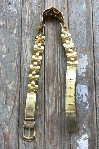 Vintage 1990s Gold Tone Link and Metallic Belt Selected by Cherry